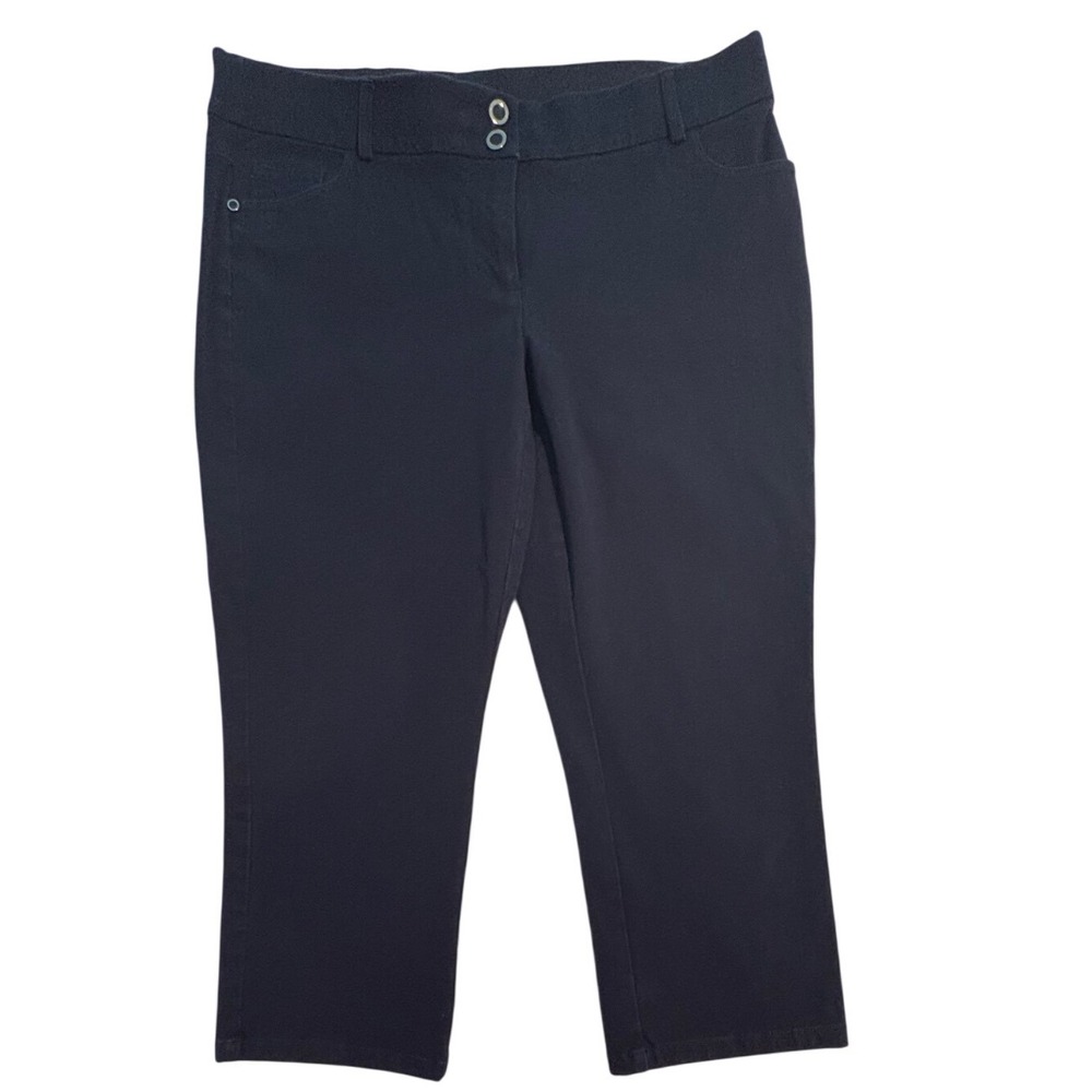 Alfani Navy Blue Capri Pants Women Size 10 Stretch Slim Fit Cropped Work Office